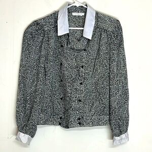 🌞 Pseudonyms Vintage black & white Dual button up blouse women plus size 16